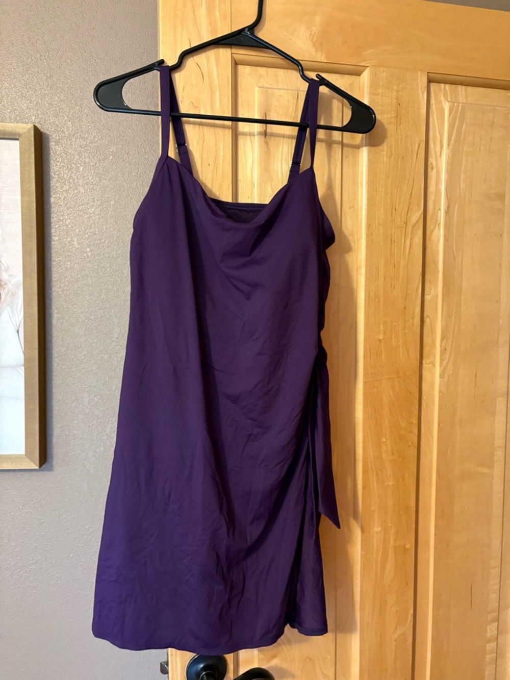 Lands' End Purple women’s swim dress with Side Tie